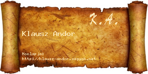 Klausz Andor névjegykártya